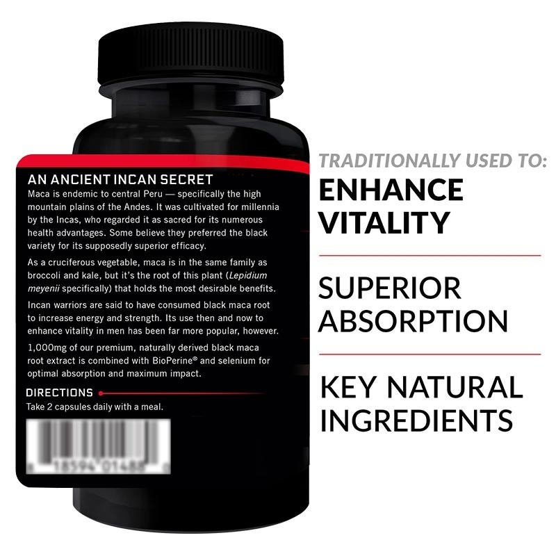 OEM Black Maca Root 20000Mg كبسولات للرجال والنساء مكمل طاقة نباتي ذو قوة قصوى