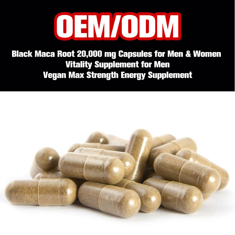 OEM Black Maca Root 20000Mg كبسولات للرجال والنساء مكمل طاقة نباتي ذو قوة قصوى
