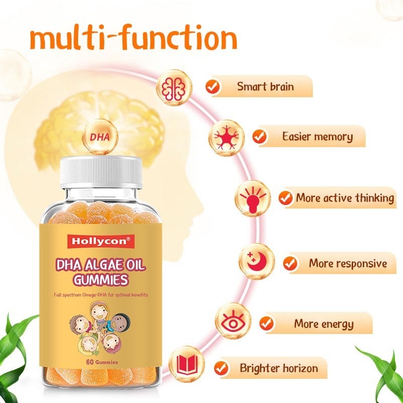 Nutrition DHA ALGAE Oil Gummies EPA DHA زيت كبد سمك القد حبوب صمغ للأطفال البالغين