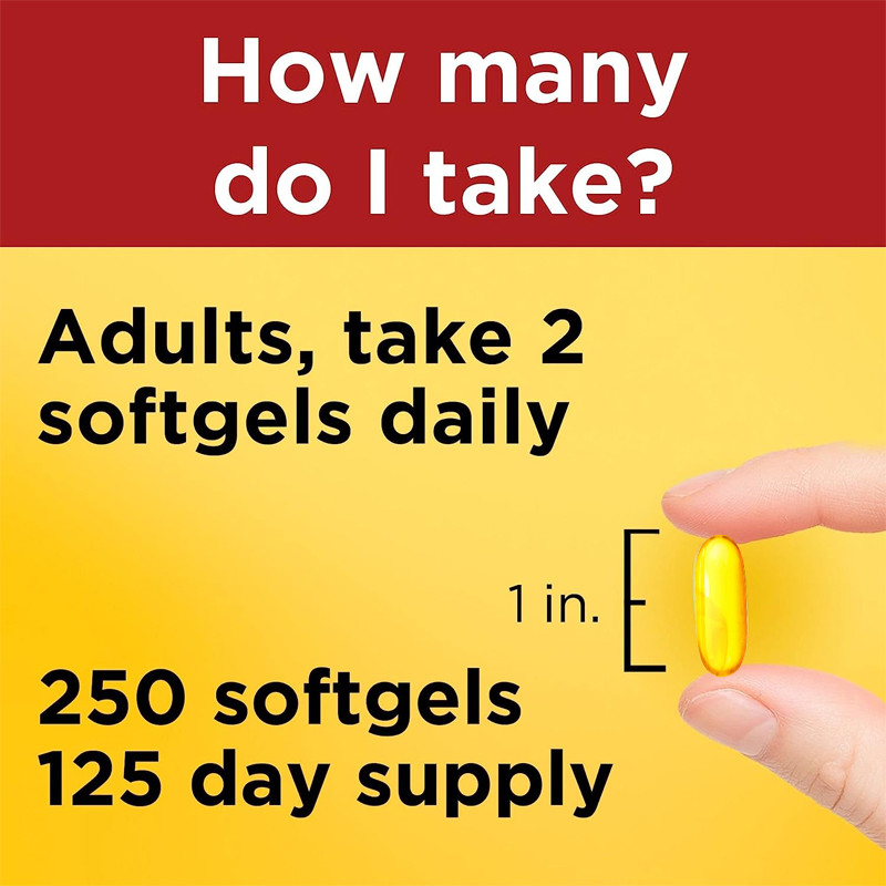 1000Mg سوفتغيلس أوميغا 3 زيت السمك لدعم صحة القلب مكمل 250 كبسولة هلامية 125 يوم