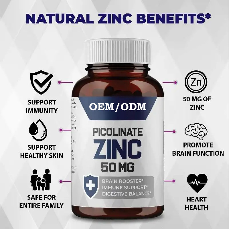 بيكولينات الزنك OEM 30mg مكمل جيد الامتصاص للنمو وظيفة المناعة كبسولات