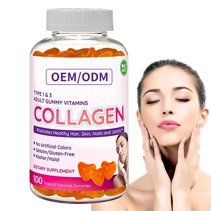 صمغ الكولاجين ODM 2500mcg البيوتين والزنك وفيتامين E C لبشرة الشعر ونمو شعر الأظافر