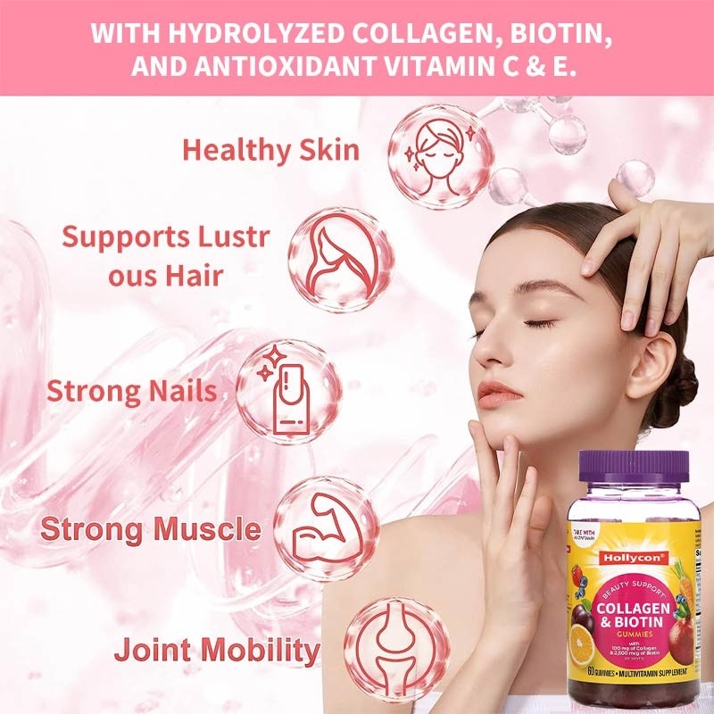 غرف الأبحاث OEM Red Biotin Vitamin Gummies 30 حصة لكل حاوية إنتاج غير ملوث