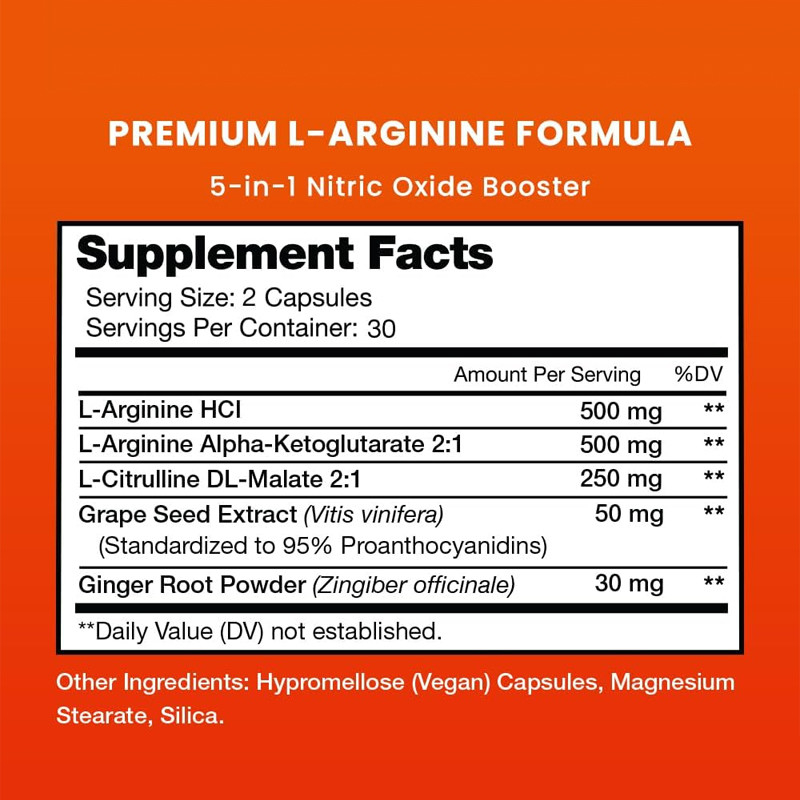 OEM مكملات الـ L Arginine الممتازة L-Arginine Powder & L Citrulline المحسنة بذور العنب والزنجبيل