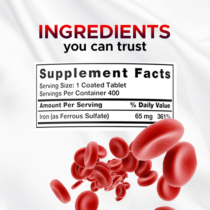 أقراص الحديد المعدة من قبل المُصنّع 365mg كبريتات الحديد الحديدية لإنتاج خلايا الدم الحمراء