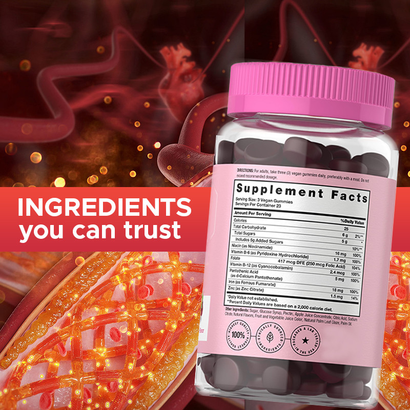 علكة حديد للنساء 18mg علكة حديد لإنتاج خلايا الدم الحمراء