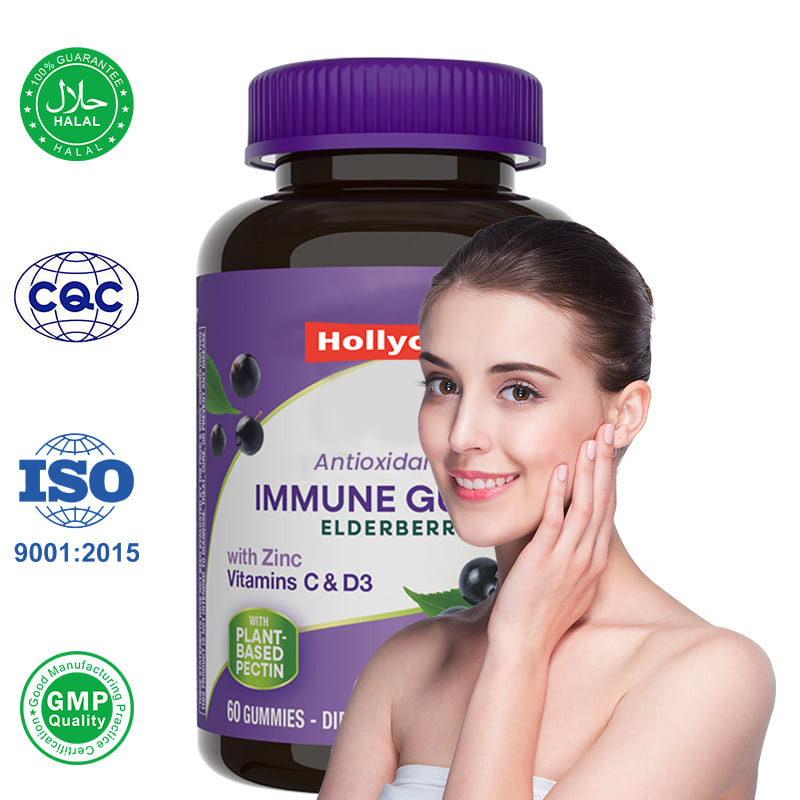 المصنع سامبوكوس Black Elderberry Gummies for Kids مكملات الفيتامينات الدعم المناعي مضادات الأكسدة