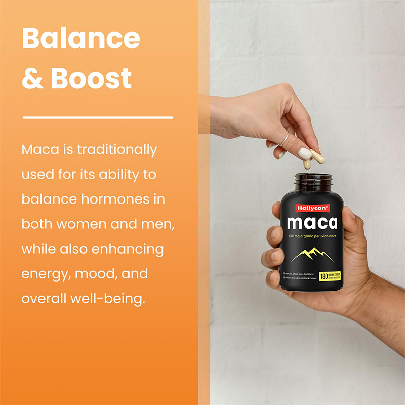 كبسولات جذر ماكا للرجال 2100mg مزيج عضوي لجذر ماكا لدعم المزاج