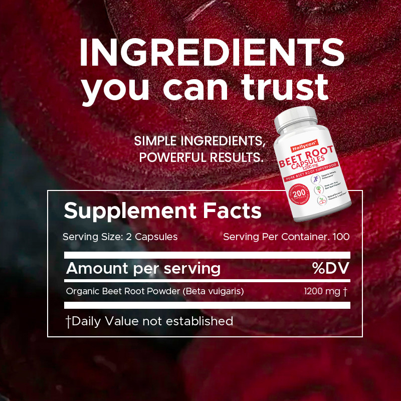 كبسولات جذر البنجر من نوع OEM لدعم ضغط الدم 1200mg كبسولات مسحوق جذر البنجر