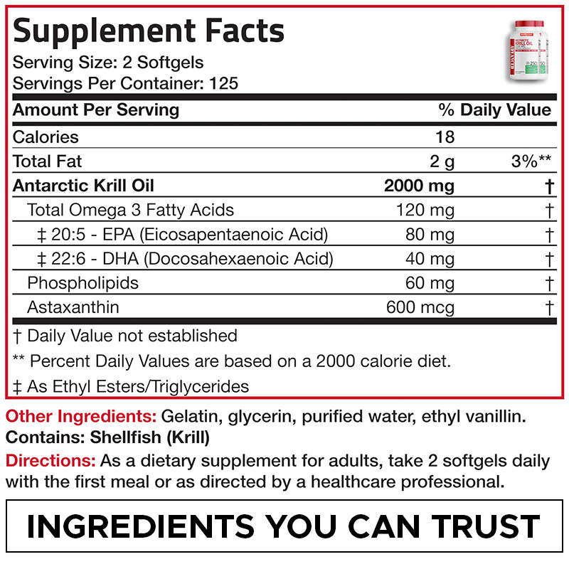زيت الكريل القطبي لدعم الصحة العامة 2000mg زيت الكريل القطبي الحلوي