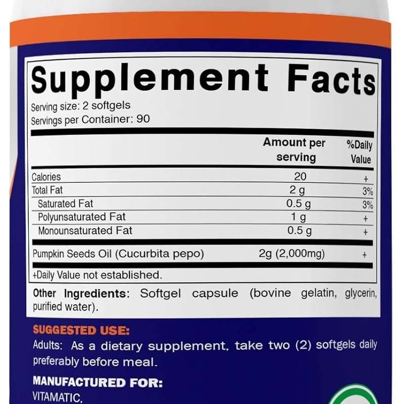 زيت بذور اليقطين (OEM Pumpkin Seed Oil Softgels) لتعزيز صحة فروة الرأس 2000 ملغ زيت بذور اليقطين