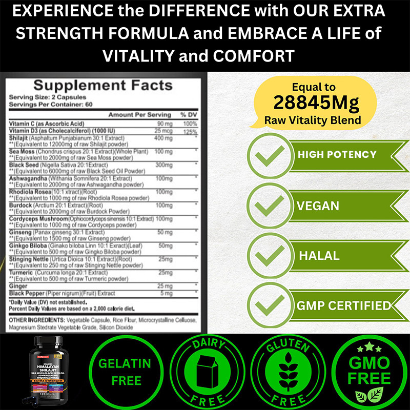 OEM الكبسولات النقية الهيمالايية النقية للدعم المناعي الكبسولات Shilajit