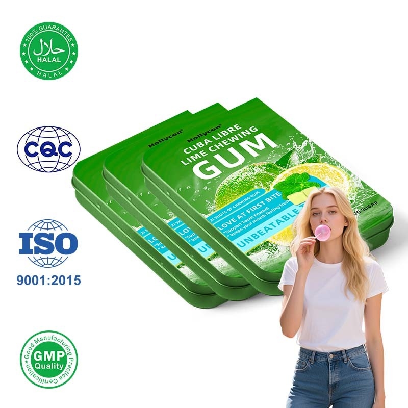 ملصق خاص Mojito كوكتيل نكهة مملوءة الروم العلكة الصفيح السكر الحرة Mojito Lime مضغ العلكة لدعم مينا الأسنان