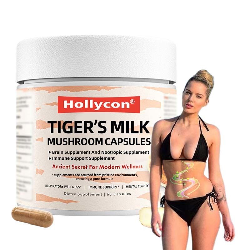 مكملات الفطر نمو الشعر الأمعاء الهضم الدماغ الرئة الصحة التركيز المعرفي التنفس حليب النمر الفطر كبسولات