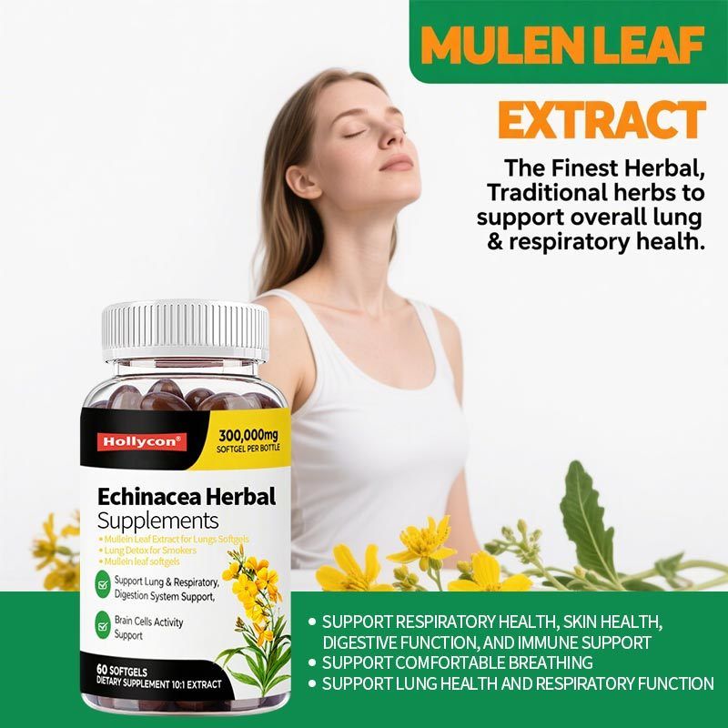 مستخلص أوراق مولين للرئة كبسولات هلامية، تطهير الرئة للمدخنين، تنظيف الرئة لدعم الجهاز التنفسي، مكملات عشبية، نباتي، غير معدل وراثيًا، دعم المناعة والجهاز الهضمي، 180 كبسولة، تكفي لمدة 180 يومًا