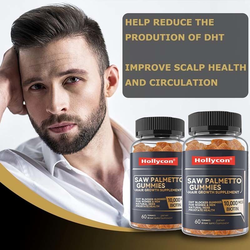 مكمل نمو الشعر في المصنع للنساء والرجال، علكة مانعة لـ DHT تدعم التوازن الهرموني وصحة البروستاتا، علكة المنشار بالميتو