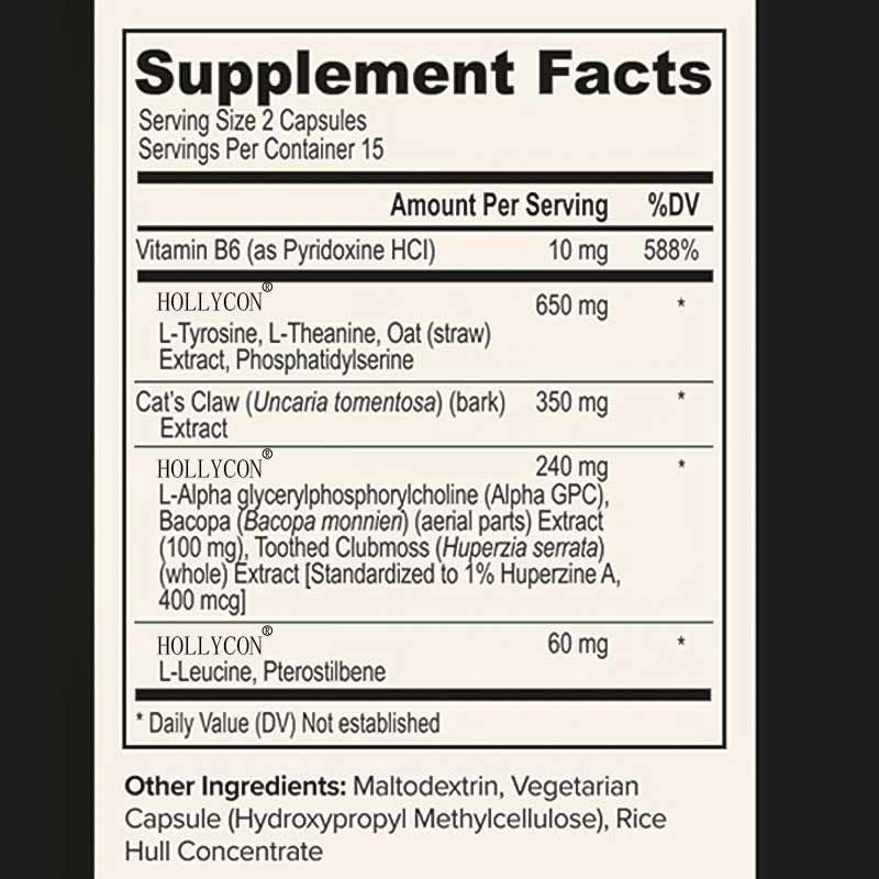 كبسولات فوكس OEM مع L-Theanine فيتامين B6 الذاكرة الوضوح العقلي وتحسين الإدراك مكمل الدماغ النوتروبيكي