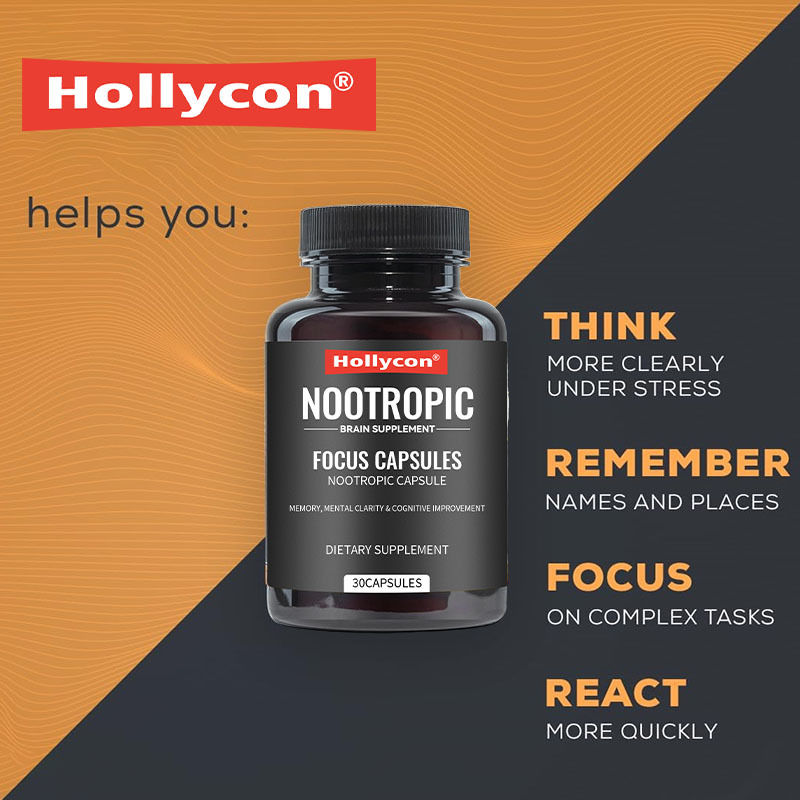 كبسولات فوكس OEM مع L-Theanine فيتامين B6 الذاكرة الوضوح العقلي وتحسين الإدراك مكمل الدماغ النوتروبيكي