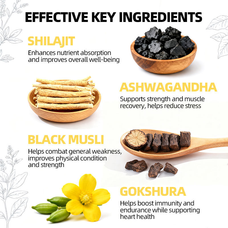 OEM 3000mg مع أشواغندا والطاقة الطبيعية السوداء ودعم المناعة الصبر وتعزيز المزاج