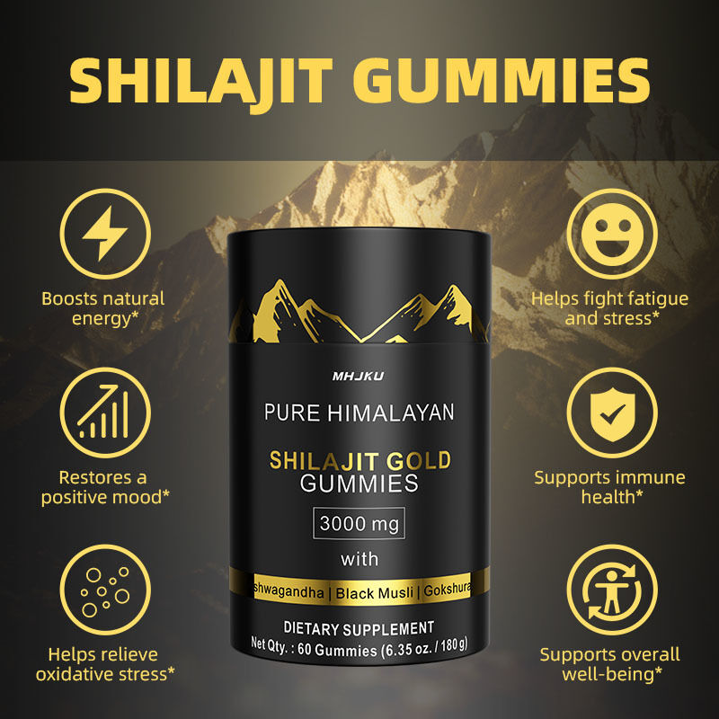 Custom Brands Organic Himalayan Shilajit Gummies Pure Himalayan Shilajit Candy Vegan Brain Booster Shilajit Gummies