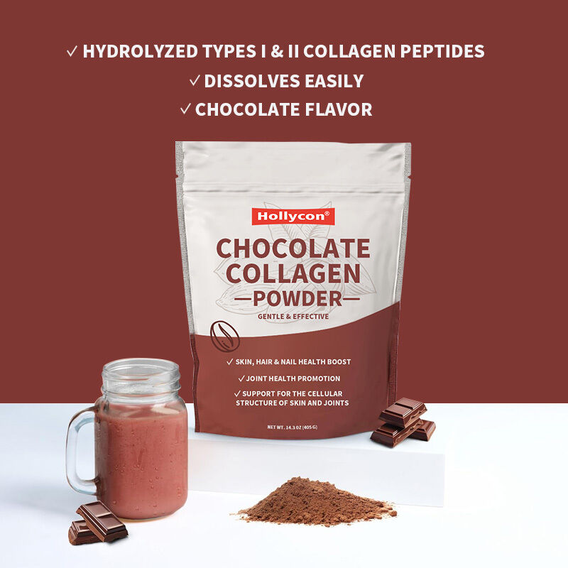 مسحوق ببتيدات الكولاجين من مصادر طبيعية لدعم الشعر والبشرة والأظافر والمفاصل، النوع الأول والثالث، مكملات الكولاجين من أبقار تتغذى على العشب، مسحوق كولاجين بنكهة الشوكولاتة