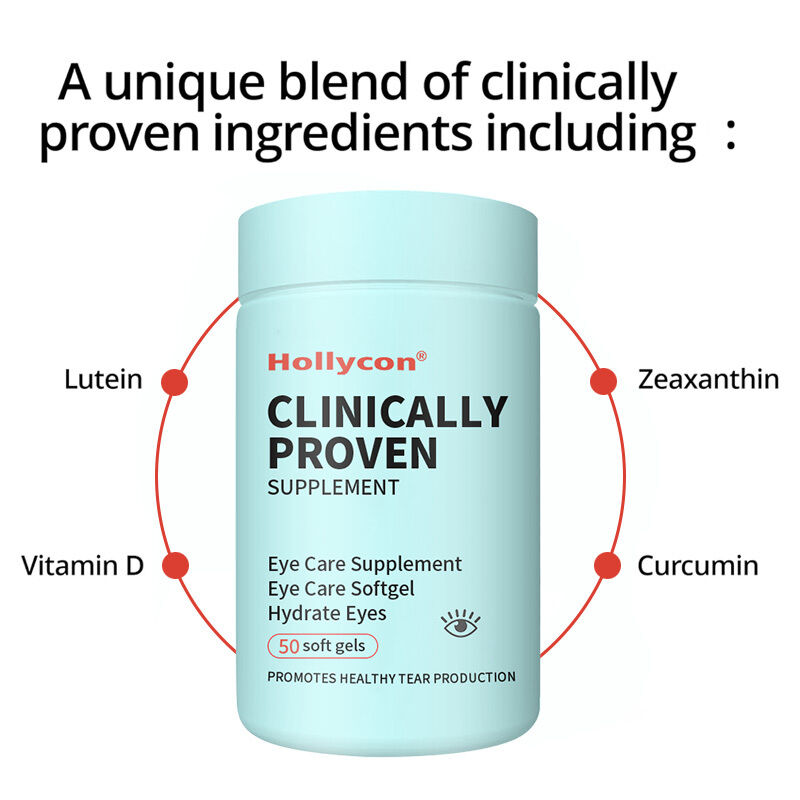 مكمل طبي مثبت سريريًا لترطيب العينين من الداخل لتخفيف طويل الأمد، مكمل للعناية بالعينين يخفف الجفاف