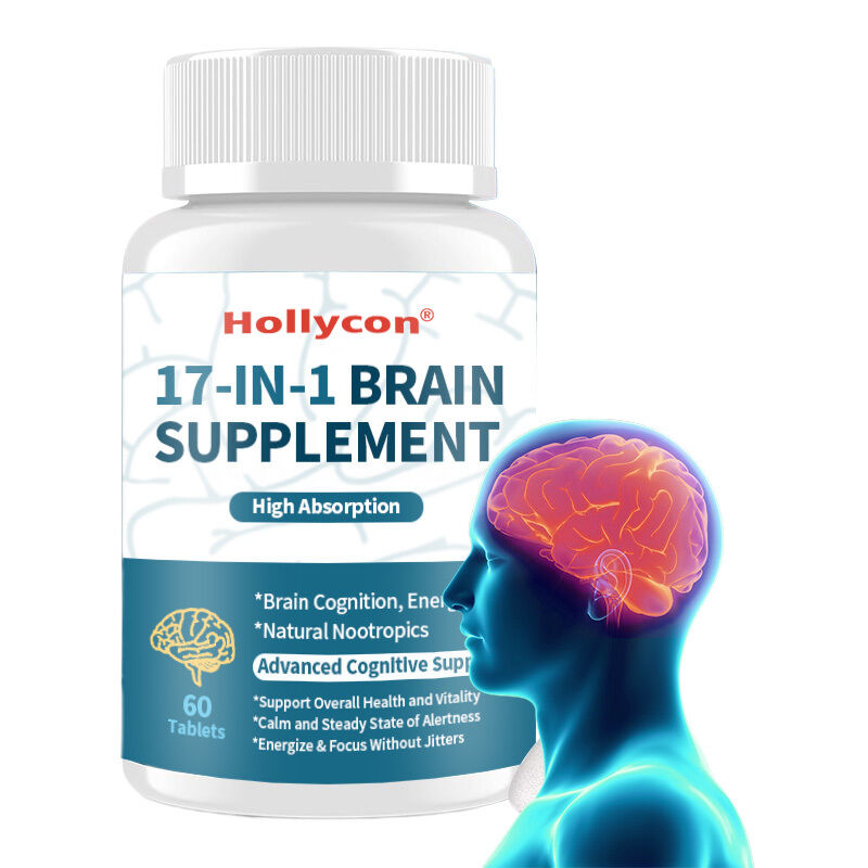 OEM 17-in-1 Brain Tablets for Memory and Focus Natural Nootropics Brain Supplement L-Theanine Cognition Energy Brain Supplement