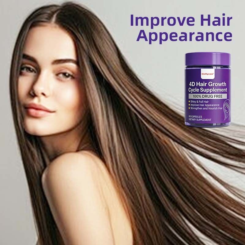 OEM/ODM 4D Hair Growth Cycle Supplement for Women for Full & Strong Shiny & Nourished Hair with Keratin & Biotin