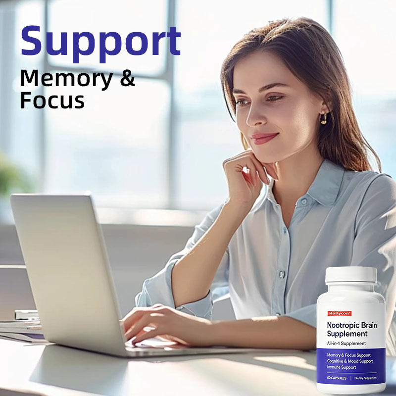 Brain Nutrient Blend Capsules | Natural Botanical Daily Mental Wellness Supplement with Alpha GPC, Phosphatidylserine & Bacopa Monnieri, OEM Private Label Customizable