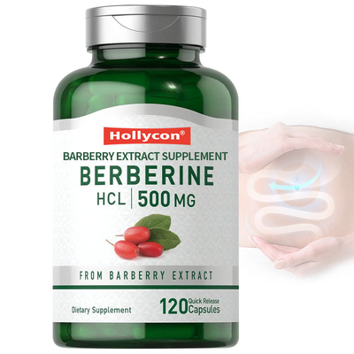 FDA Berberine Capsule 500mg مستخلص البرباريس المكمل العشبي للقلب والأوعية الدموية Berberine HCL